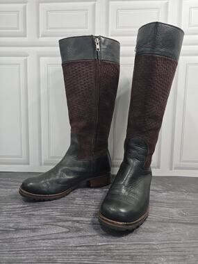 Vtg UGG Australia Rianne 5611 Tall Boots Size 6.5 Basketweave Suede Leather